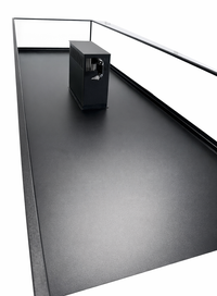 Black Overflow Box in the middle of a Frag Coral Display designed for Retail Coral Sales
