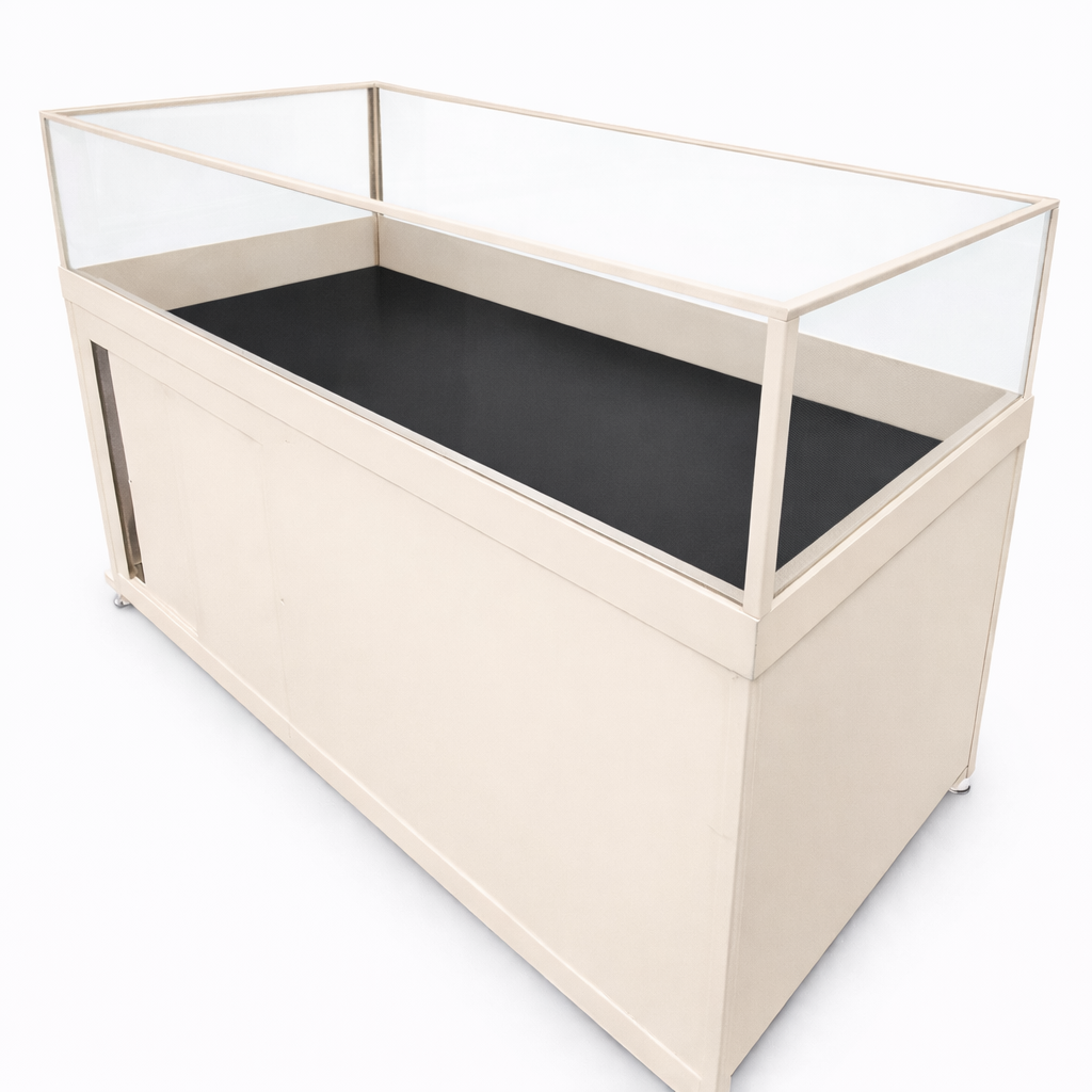 Coral Frag Display Tank Table in Beige with Sliding door access to Sump
