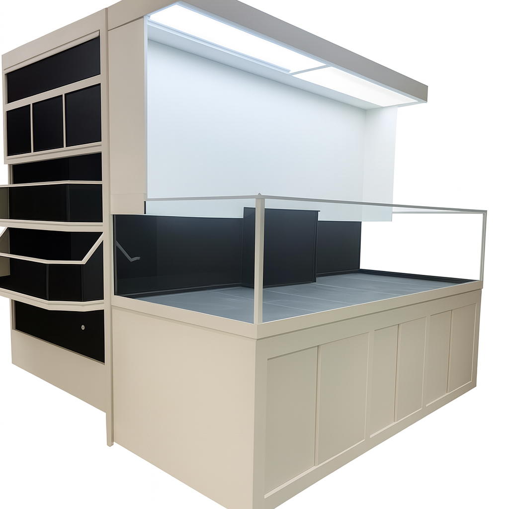 DAS Retail Fish  Display Rack with glass front and Marine 3D Aquarium