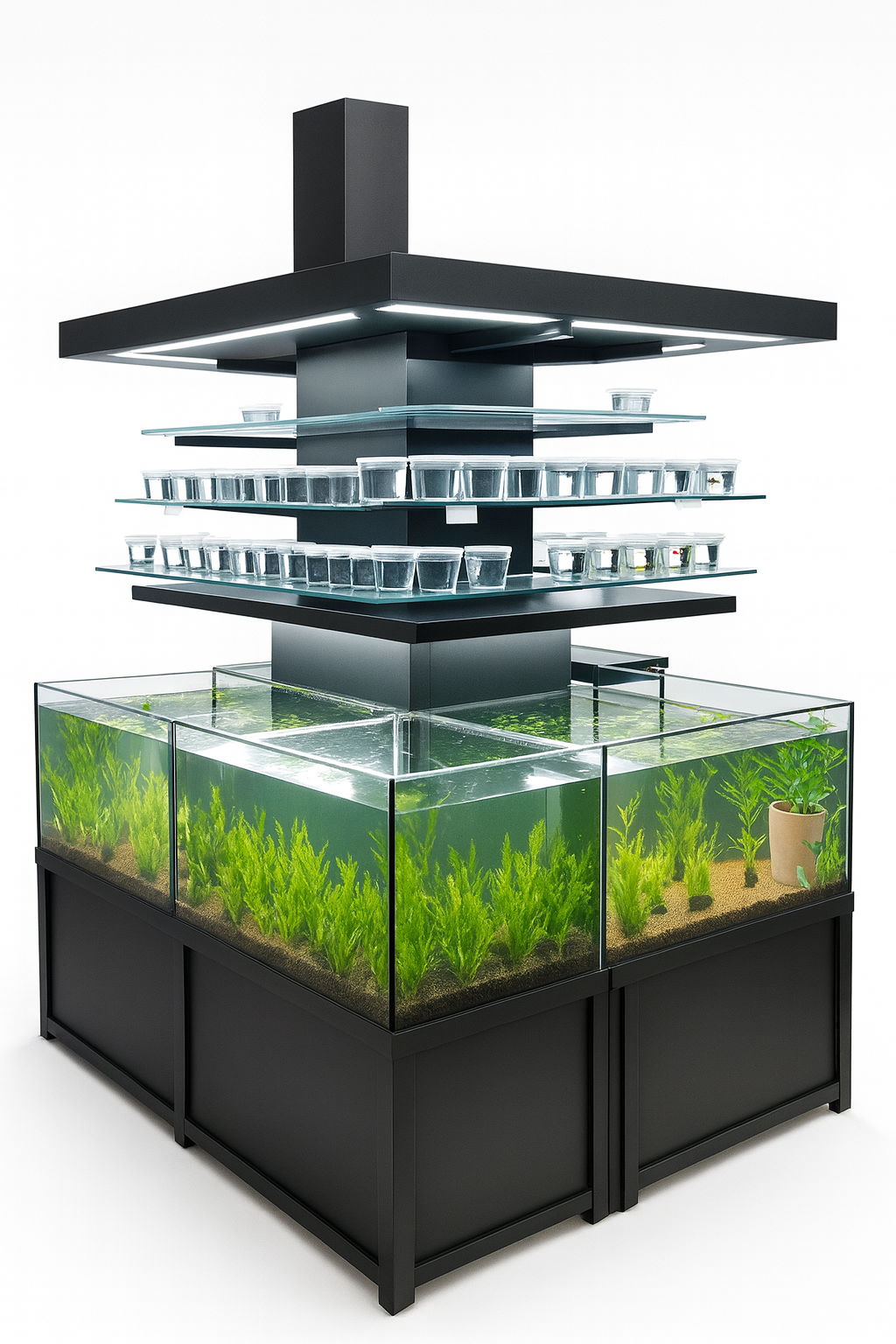 DAS Freshwater Plant Merchandiser and Betta Shelves in retail environment