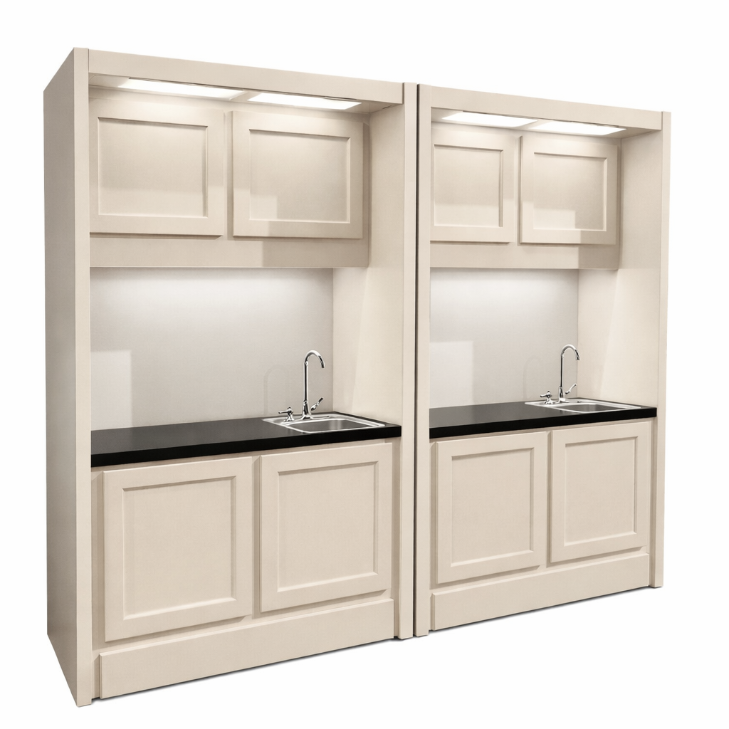 Fish Retail Racks Service Stations in Beige for Servicing Customers in a Fish Room with Fish Retail Racks