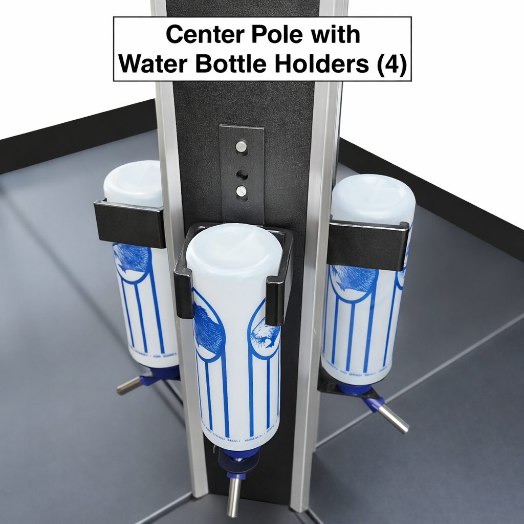 Rolling, lockable petter display with glass enclosure for puppies, small mammals, turtles, or birds