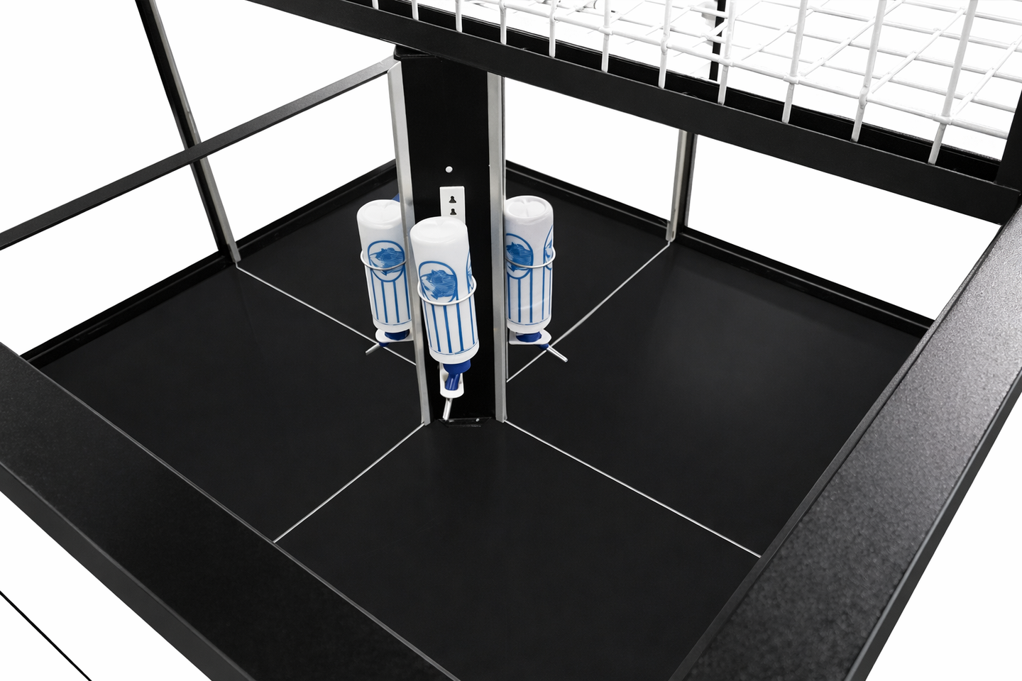 Rolling, lockable petter display with glass enclosure for puppies, small mammals, turtles, or birds