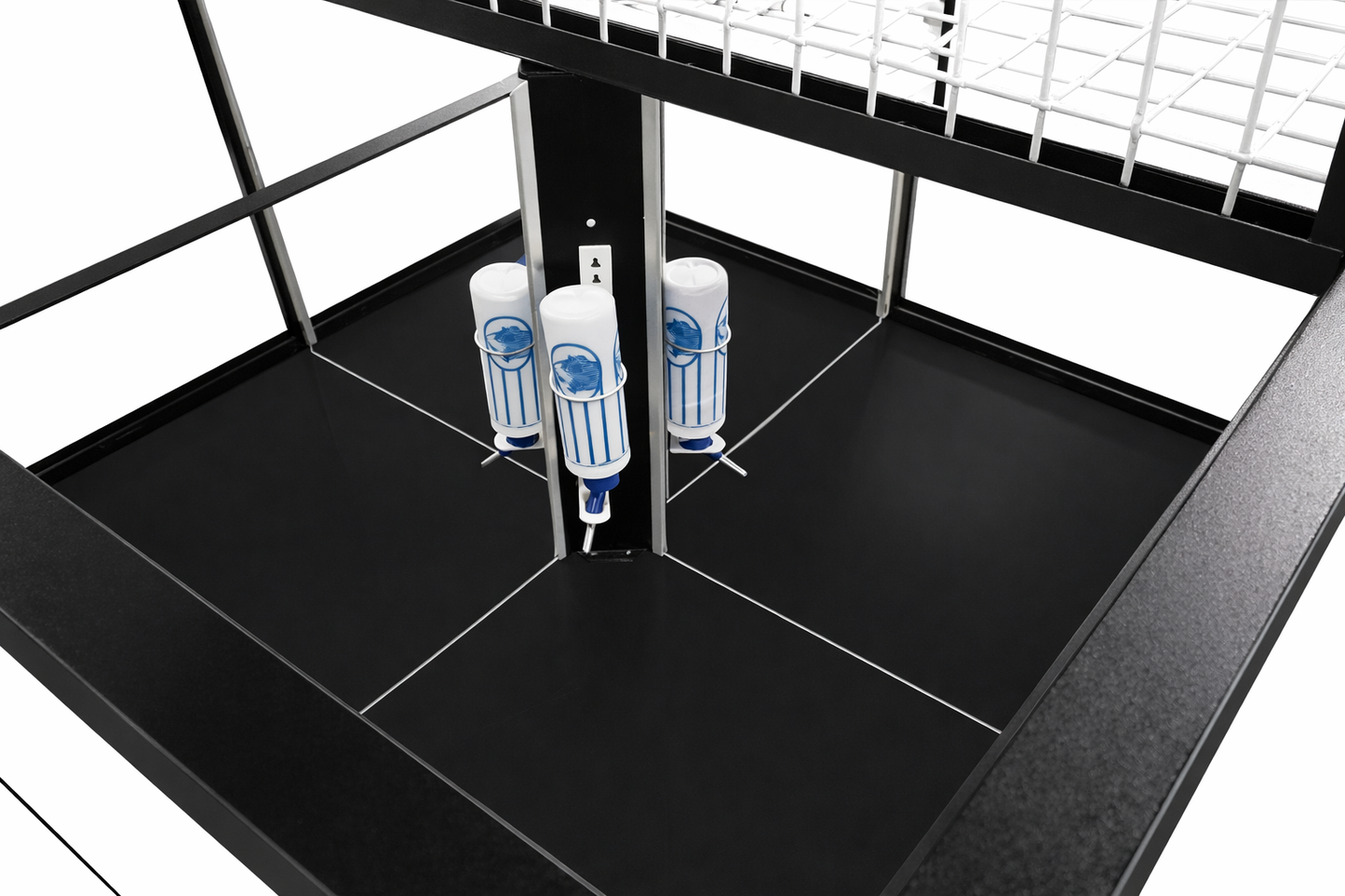 Rolling, lockable petter display with glass enclosure for puppies, small mammals, turtles, or birds