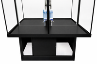 Rolling, lockable petter display with glass enclosure for puppies, small mammals, turtles, or birds