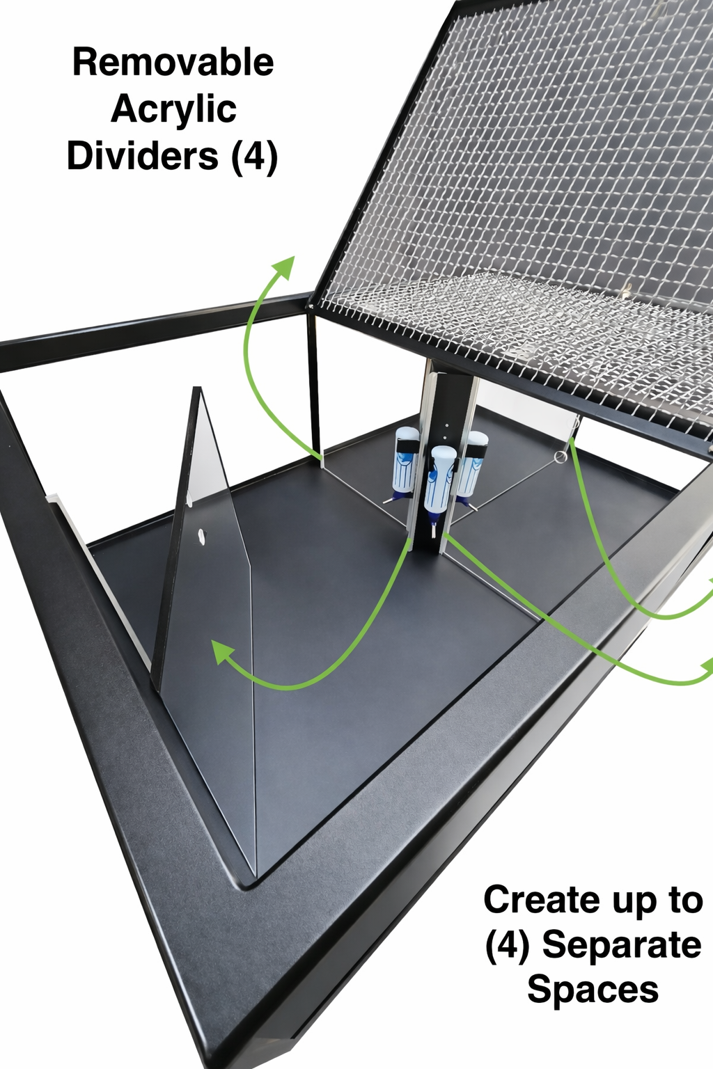 Rolling, lockable petter display with glass enclosure for puppies, small mammals, turtles, or birds