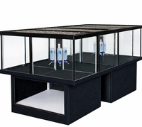 Rolling, lockable petter display with glass enclosure for puppies, small mammals, turtles, or birds