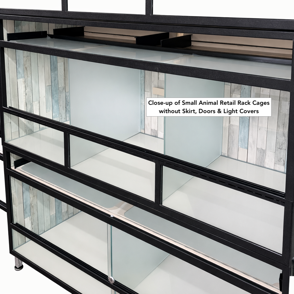 Space efficient small animal rescue rack for shelters with limited floor space