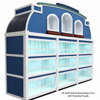 Small Animal Commercial Retail Racks with Township Facade, made to look like little homes.