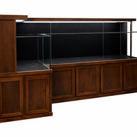 Large custom turtle tank with clean cabinetry, aquatic tank, for a  naturalistic terrestrial environment.