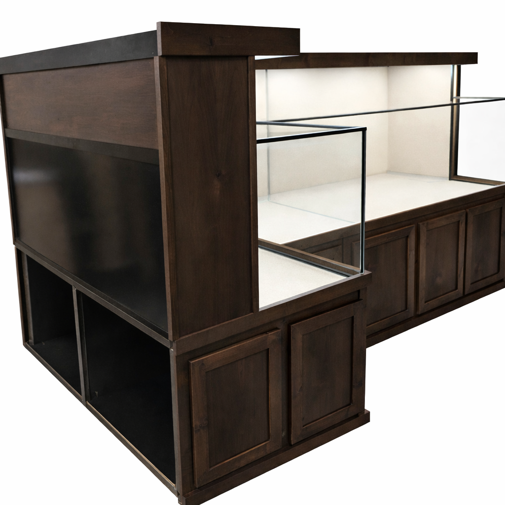 Professionally custom built corner tank turtle aquarium designed for homes, schools, and public nature displays.