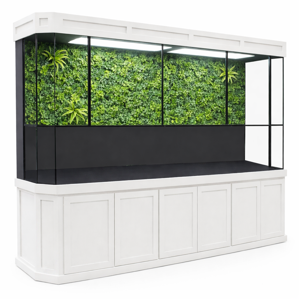Custom Designed Turtle Tank and Paludarium with Green Living Wall Faux Wall Background Options