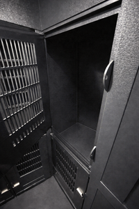 Custom animal transport van kennel system installed for pet taxi use