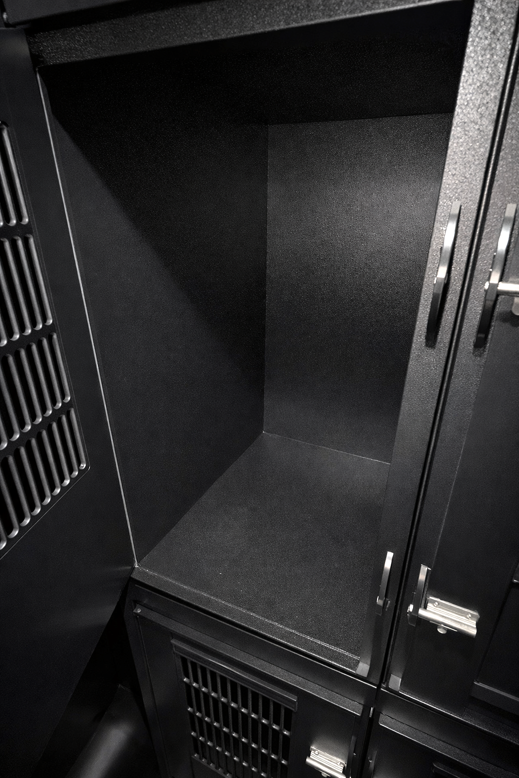 Custom animal transport van kennel system installed for pet taxi use