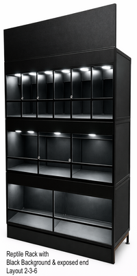Reptile rack system designed for scalable housing in home or commercial setups