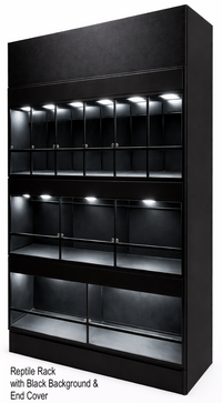 Professional reptile rack with stacked enclosures for breeders and hobbyists