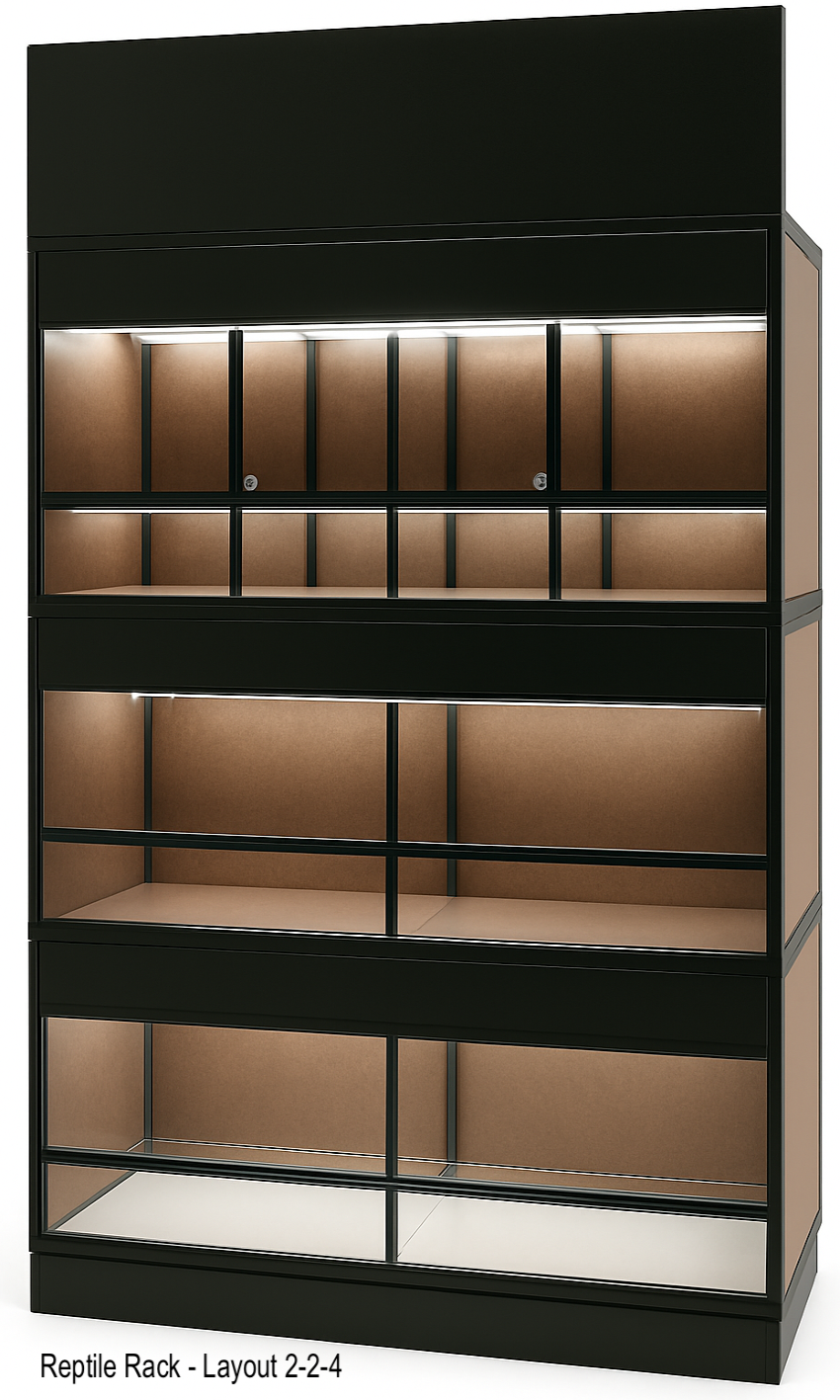 Commercial reptile rack system for professional breeding and reptile stores