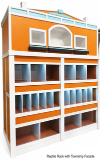 Professional reptile rack with stacked enclosures for breeders and hobbyists