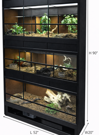 Professional reptile rack with stacked enclosures for breeders and hobbyists