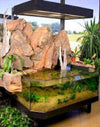 3D Aquarium in Lobby with Artificial Rock Background